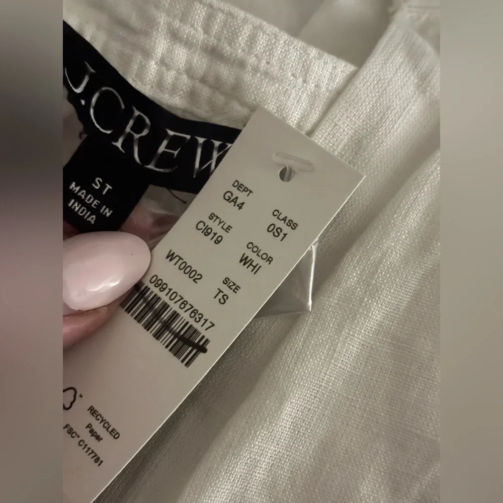NWT J.Crew Cabana Maxi dress in linen TS Tall Small White Vacation Resortwear